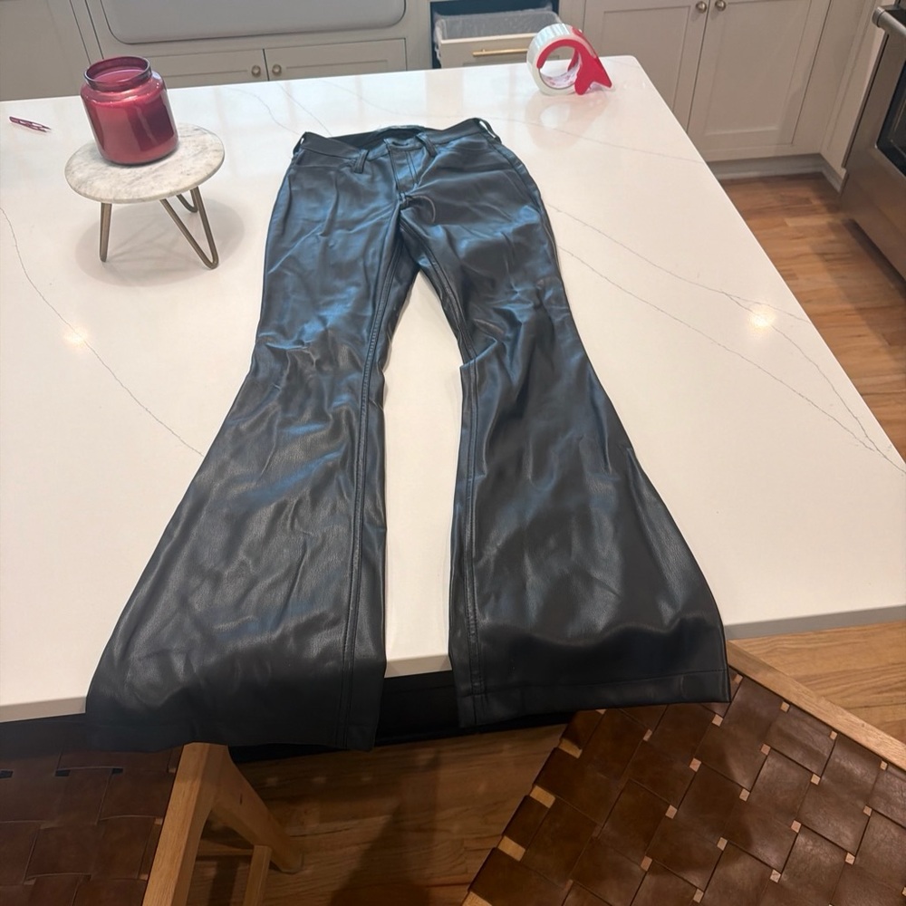 Hollister Black Faux Leather Flare Jeans